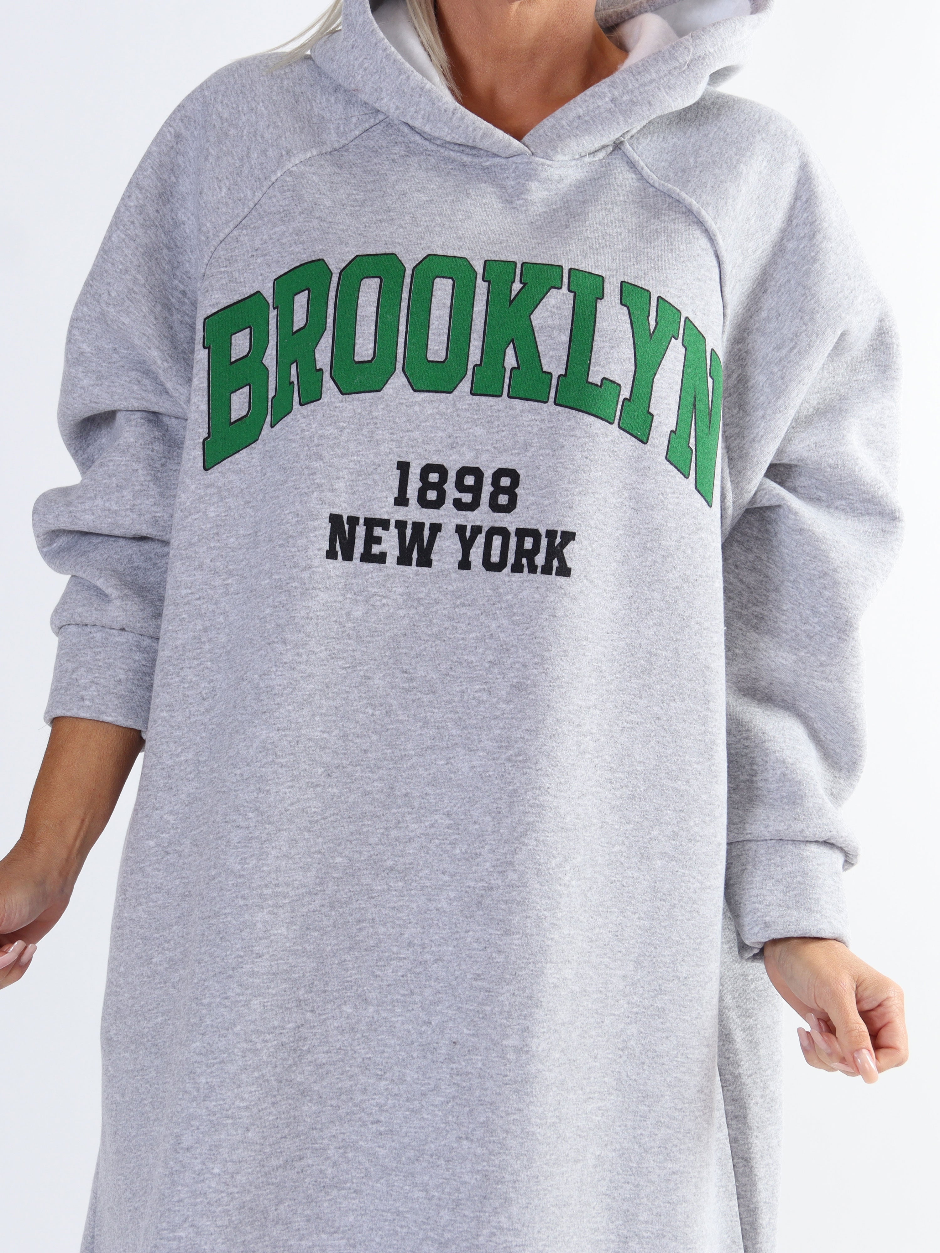 Angela - Lang plus size hoodiekjole i bomuld